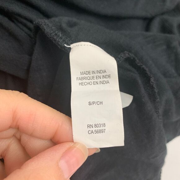 Lucky Brand Boho Blouse Womens S Small Black Embroidered Short Sleeve Semi Sheer - Picture 11 of 15